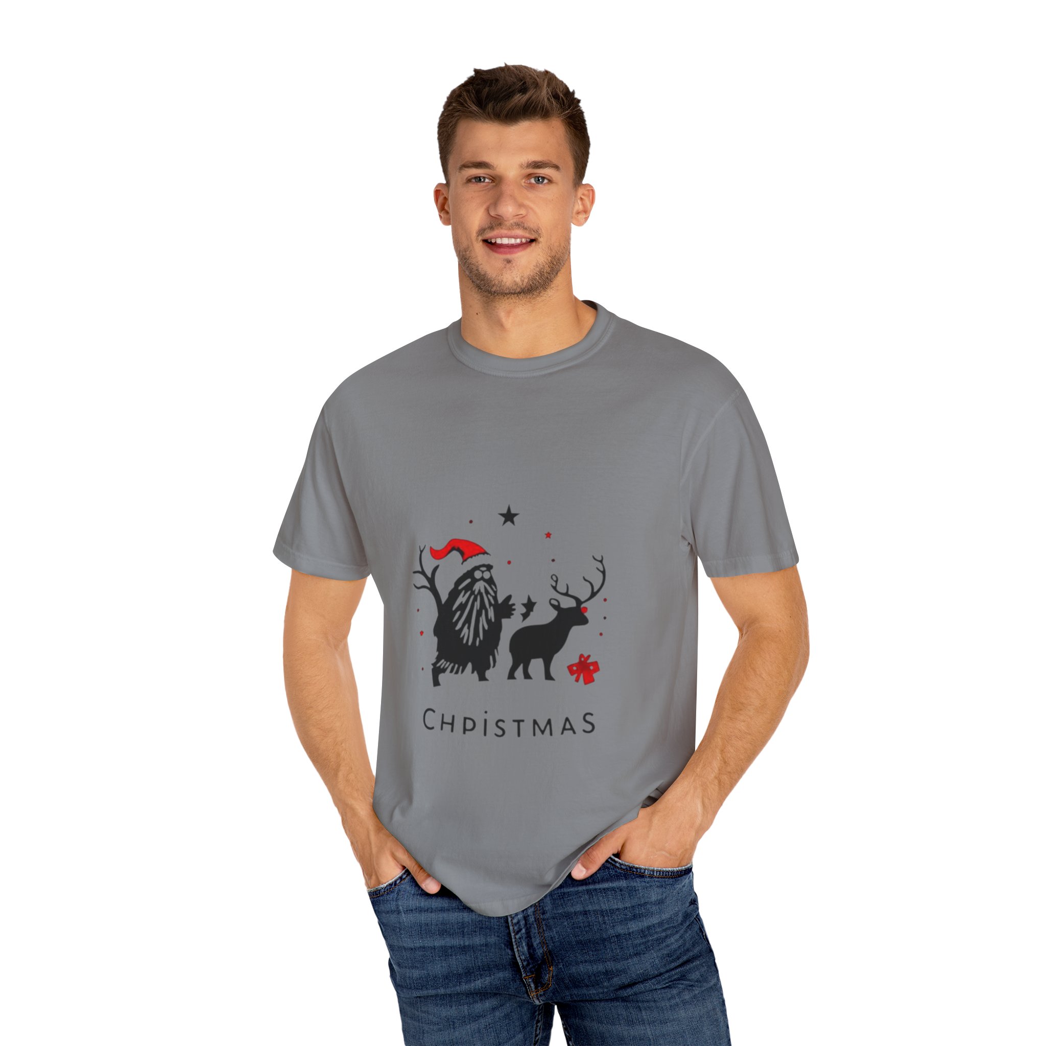 Festive Christmas T-Shirt with Santa and Reindeer - Image 8