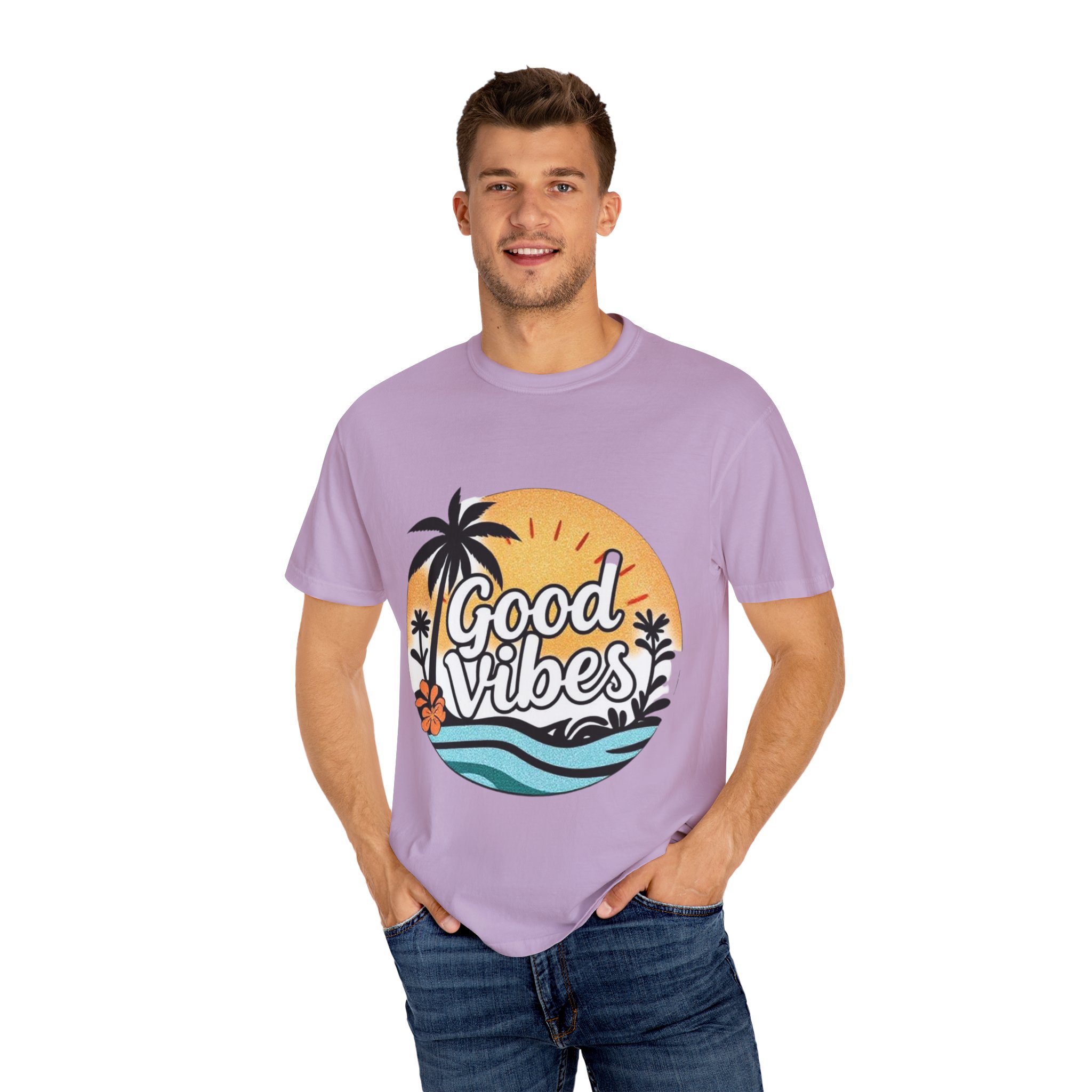 Good Vibes Unisex Garment-Dyed T-Shirt - Relaxed Summer Tee for Chill Days - Image 52