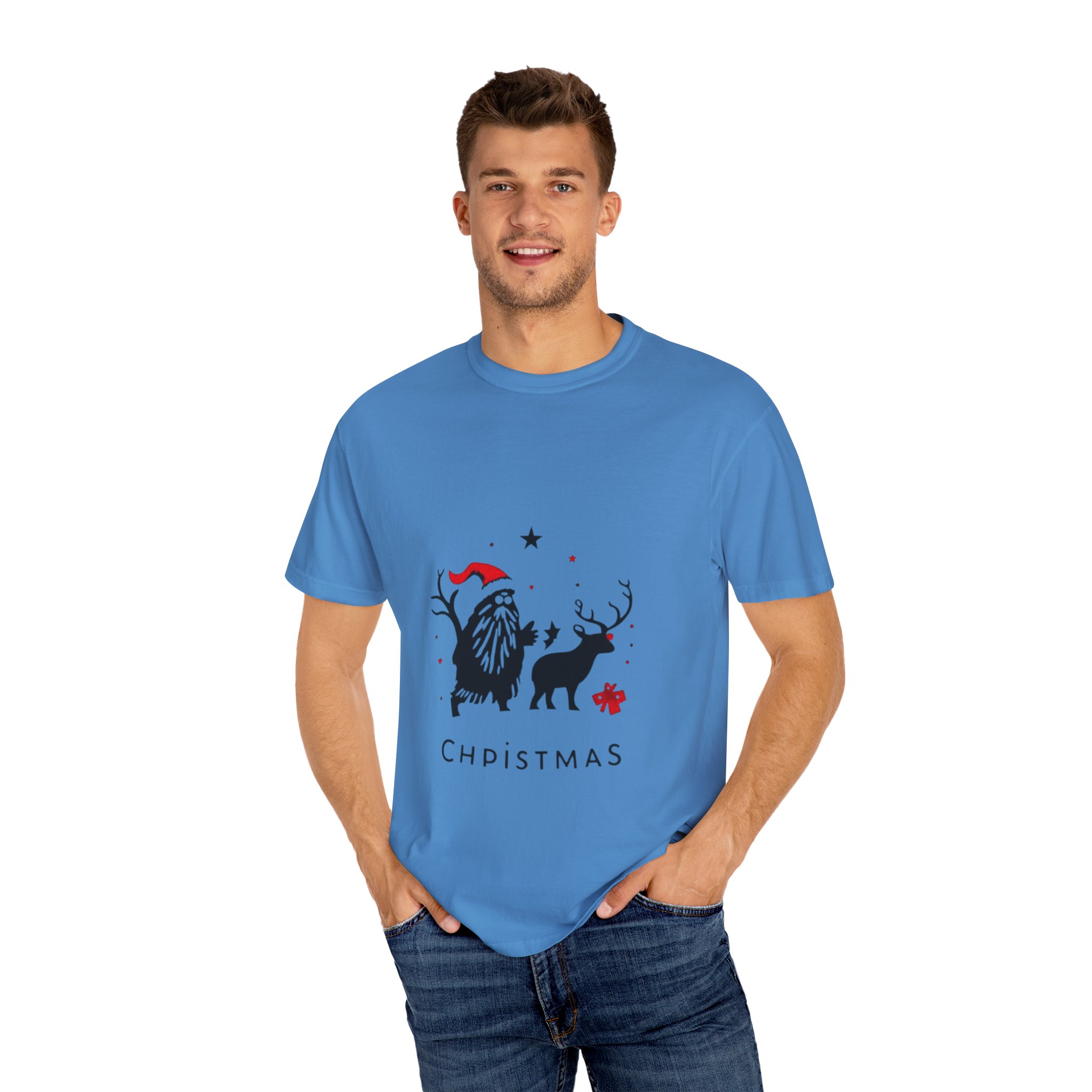 Festive Christmas T-Shirt with Santa and Reindeer - Image 40