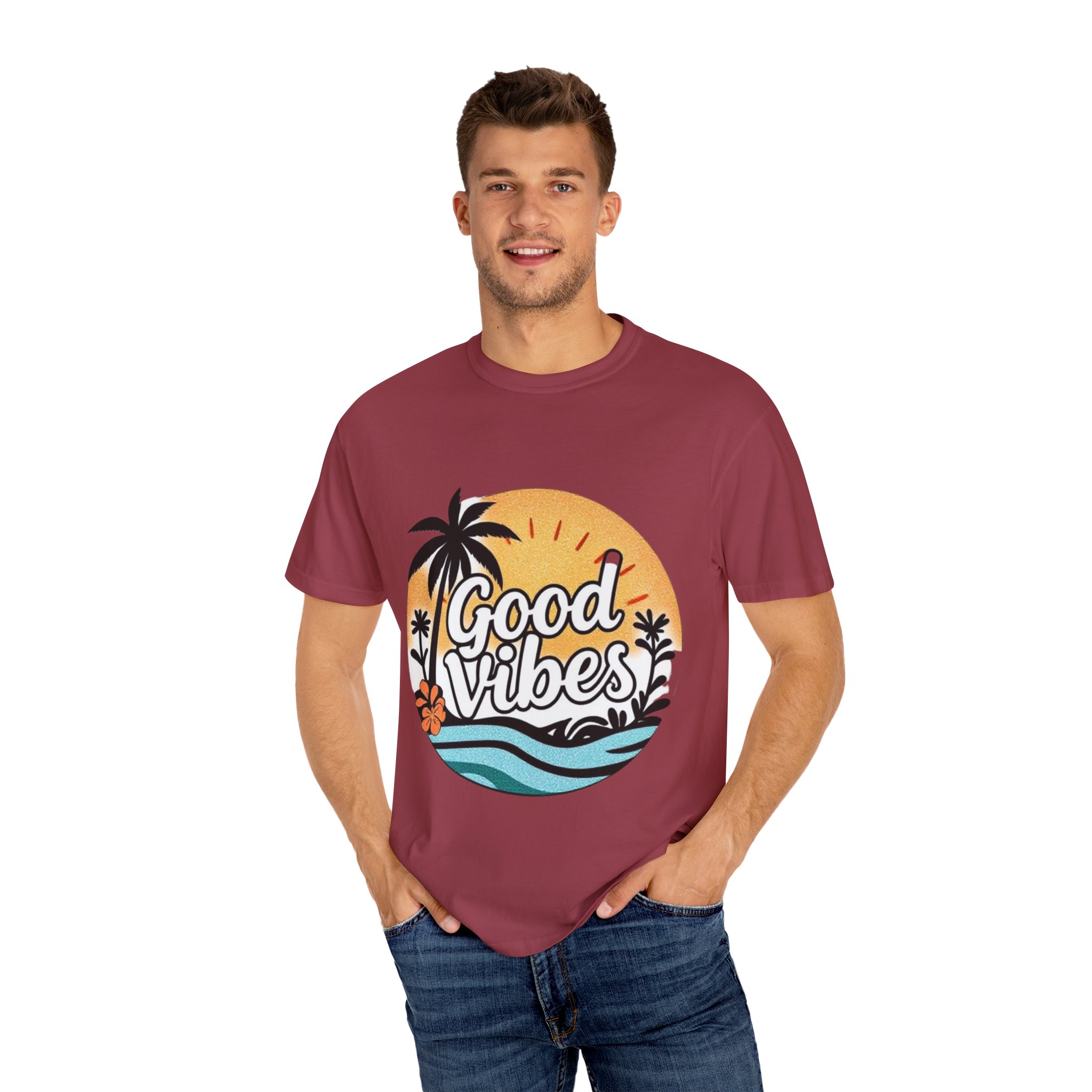 Good Vibes Unisex Garment-Dyed T-Shirt - Relaxed Summer Tee for Chill Days - Image 56
