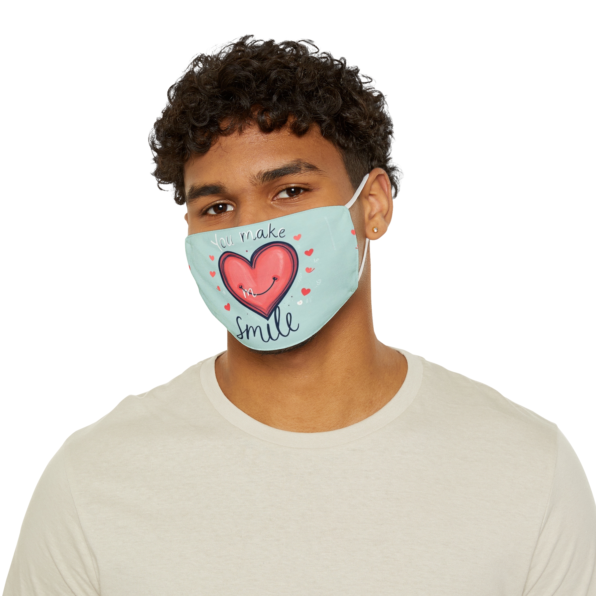 You Make Me Smile Heart Face Mask - Snug-Fit Polyester Mask for Everyday Use - Image 3