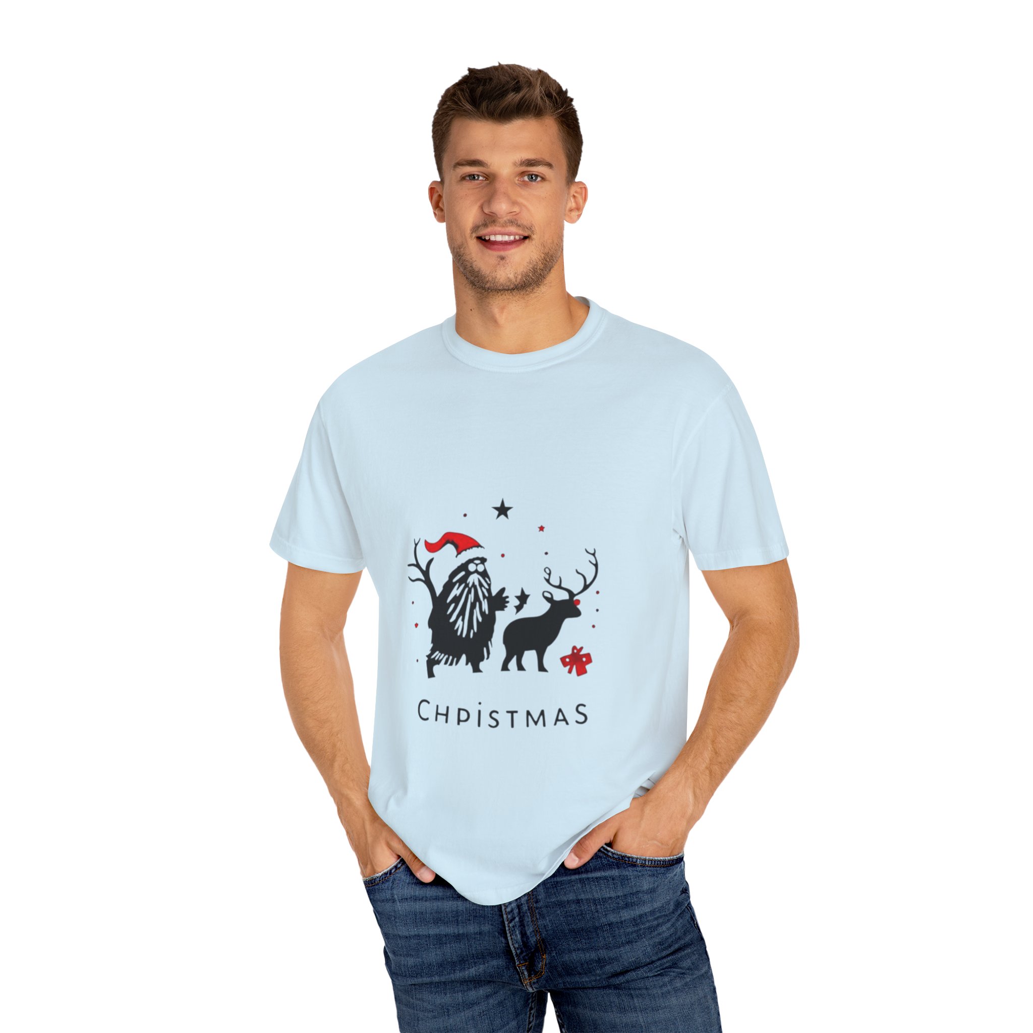 Festive Christmas T-Shirt with Santa and Reindeer - Image 24