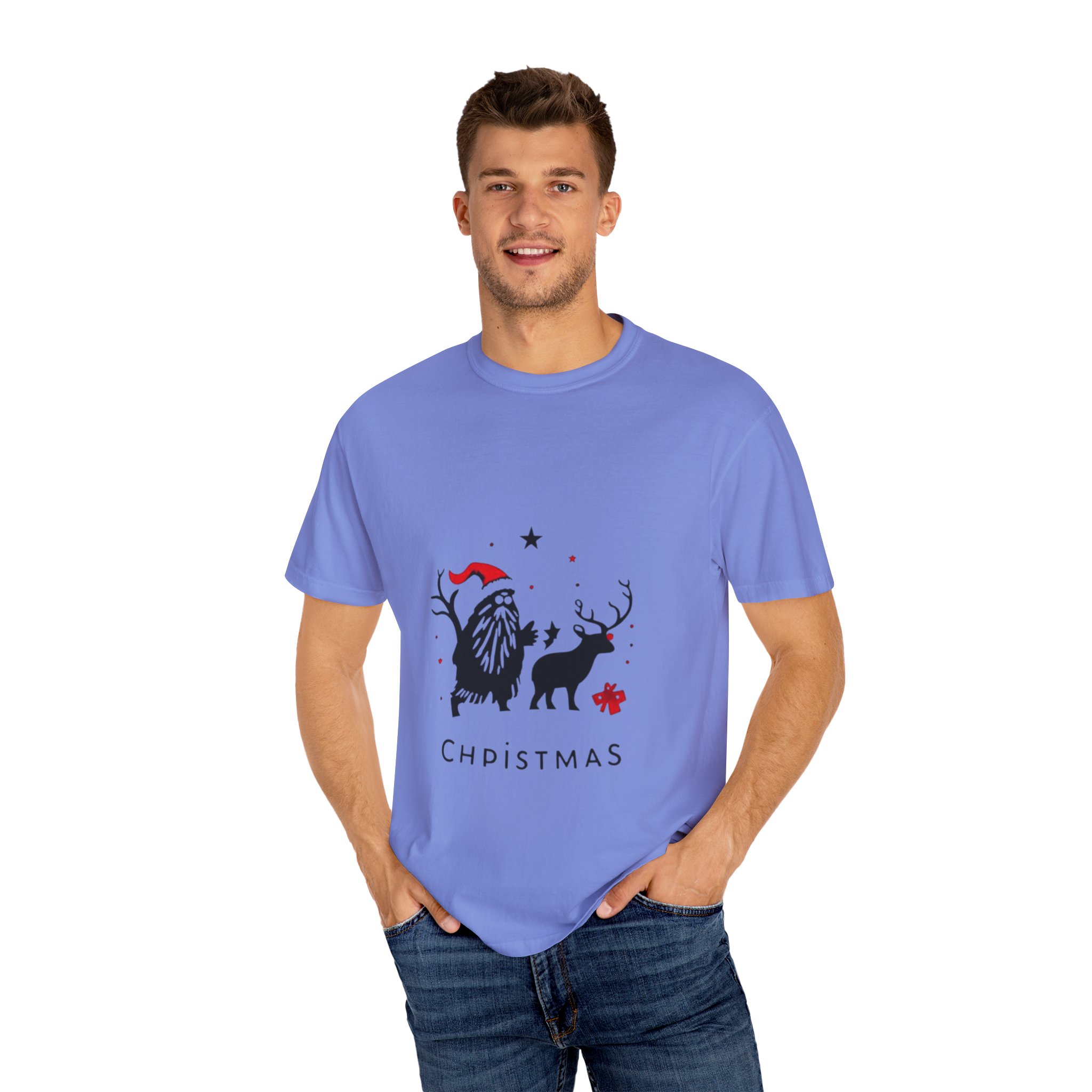 Festive Christmas T-Shirt with Santa and Reindeer - Image 32