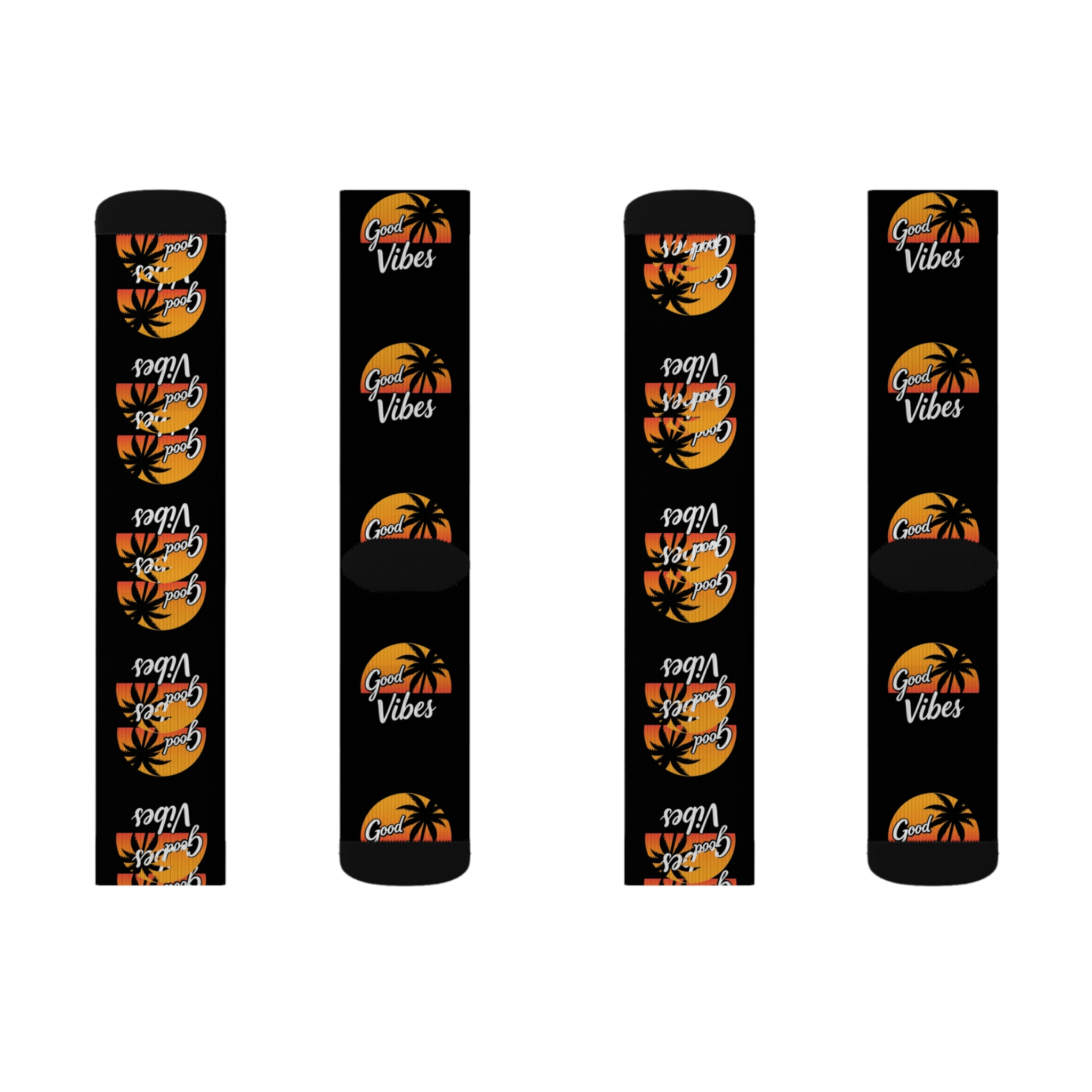 Good Vibes Sublimation Socks | Tropical Palm Design - Image 2