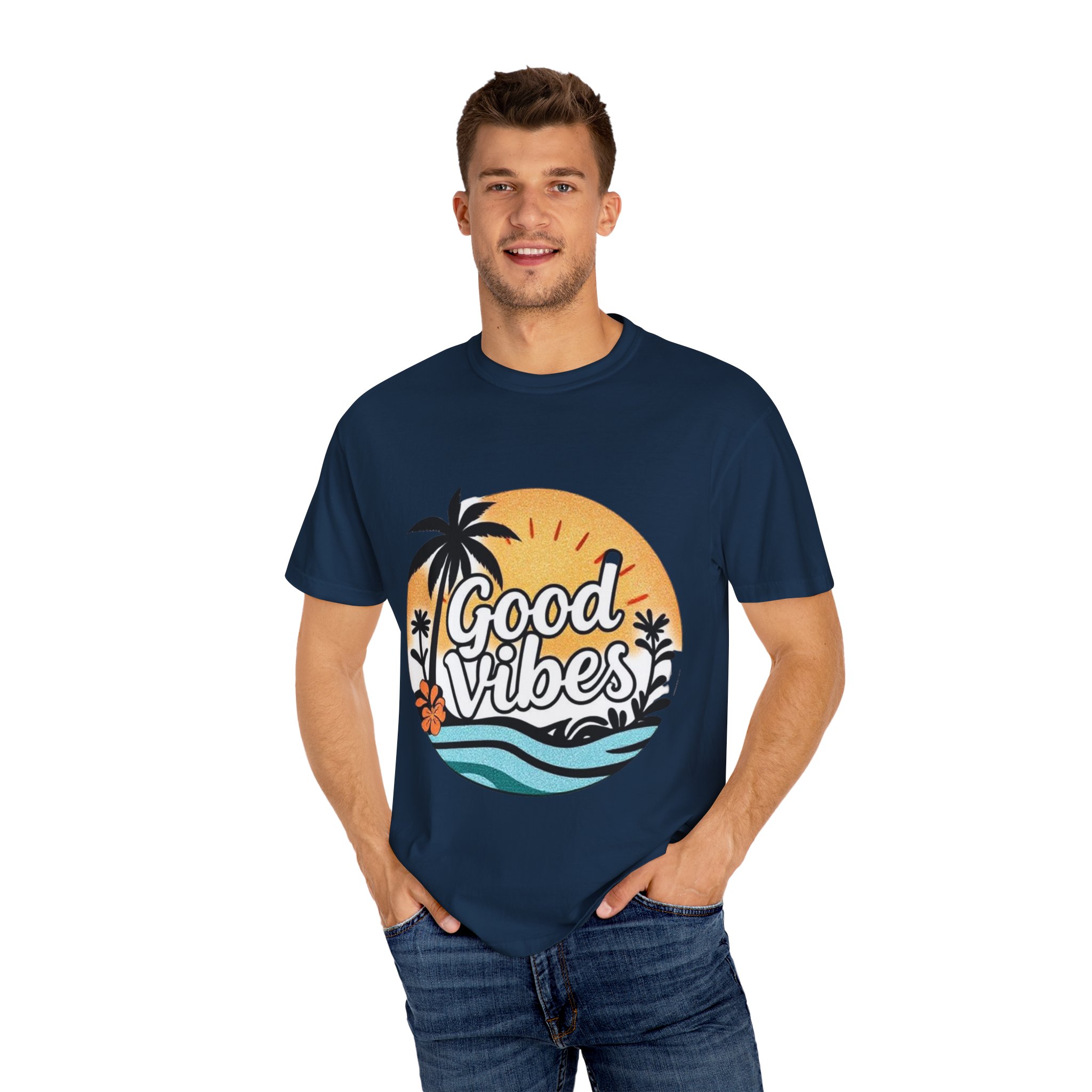 Good Vibes Unisex Garment-Dyed T-Shirt - Relaxed Summer Tee for Chill Days - Image 40