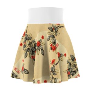 Floral Print Women's Skater Skirt - Retro Style, Perfect for Spring Fairs & Casual Outings