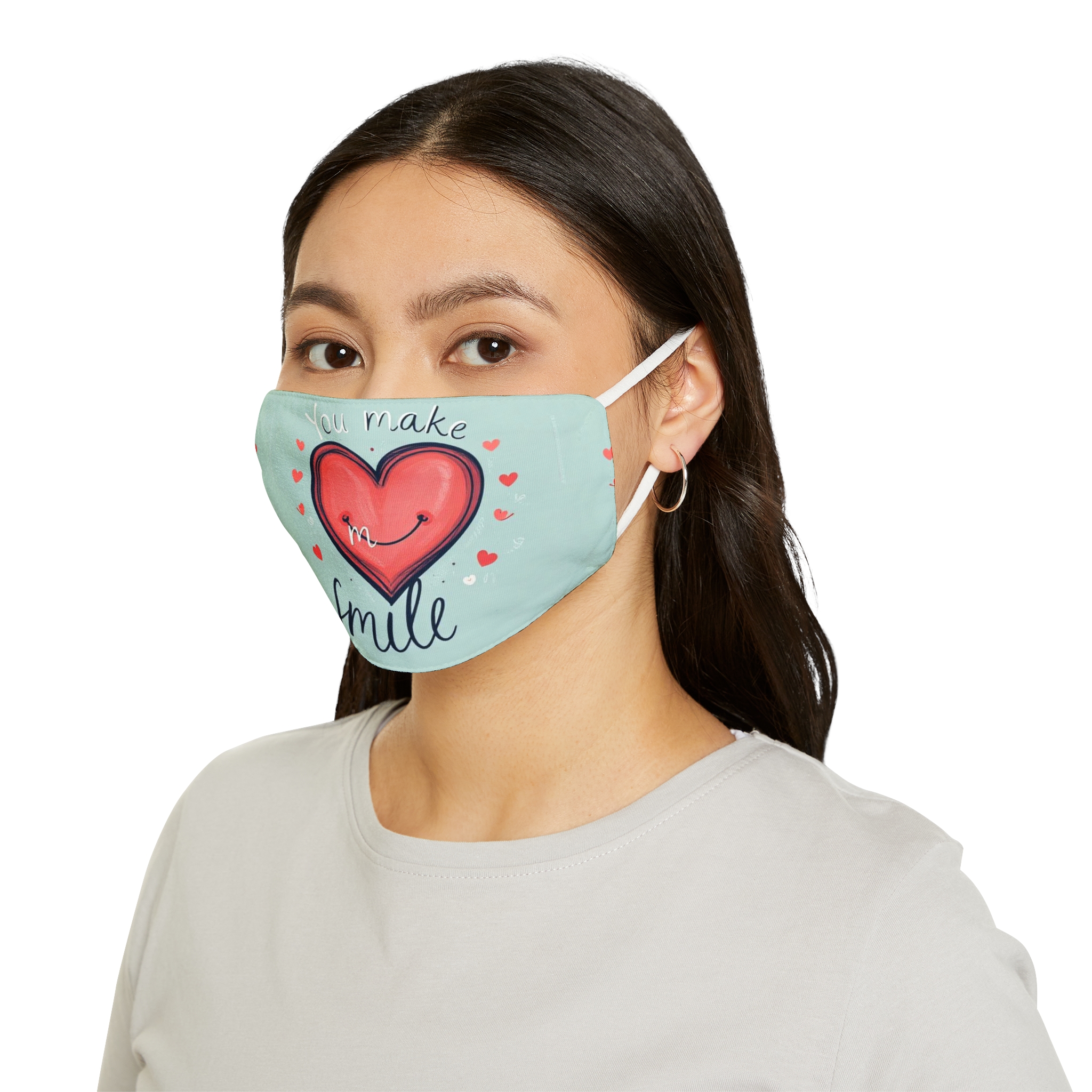 You Make Me Smile Heart Face Mask - Snug-Fit Polyester Mask for Everyday Use - Image 4