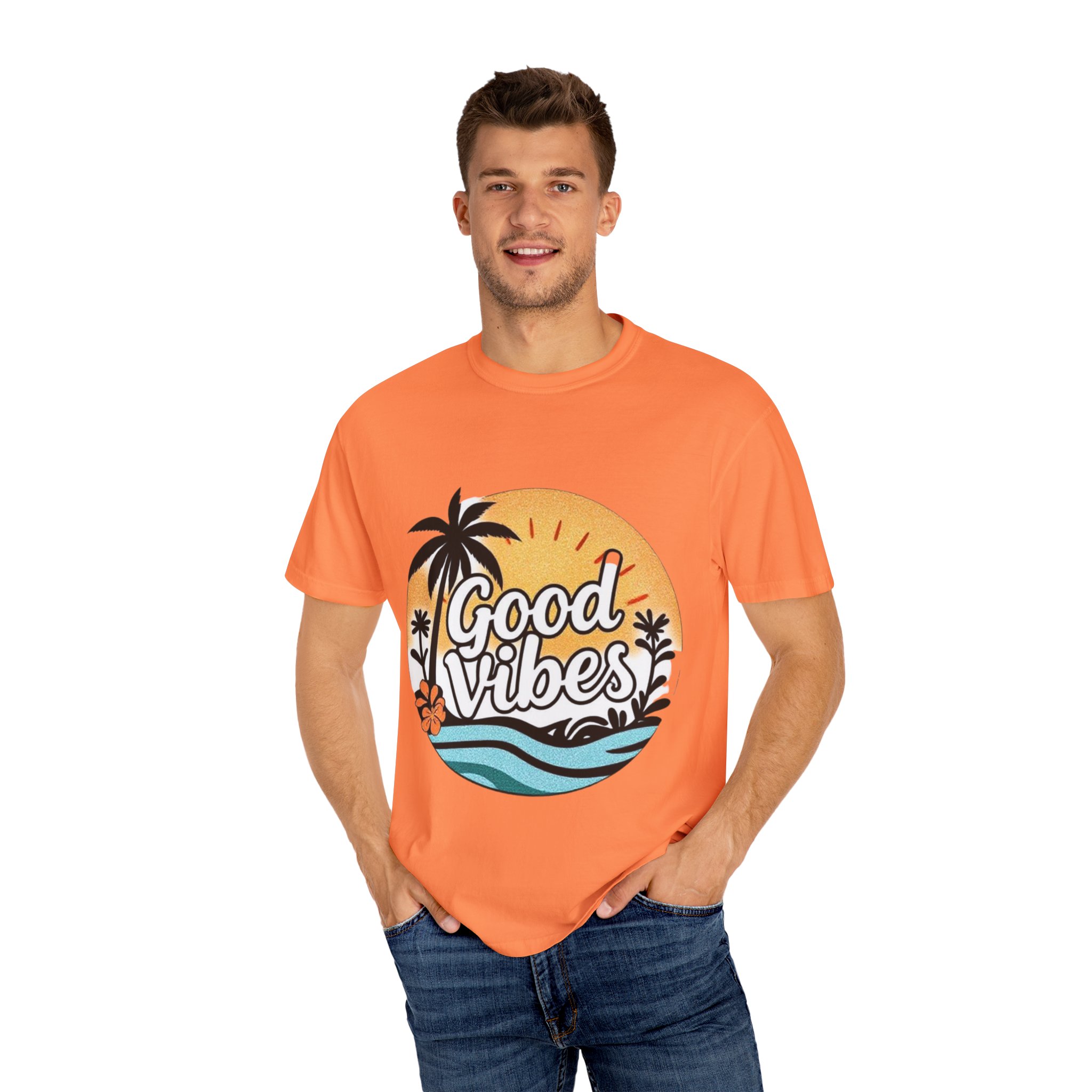Good Vibes Unisex Garment-Dyed T-Shirt - Relaxed Summer Tee for Chill Days - Image 8