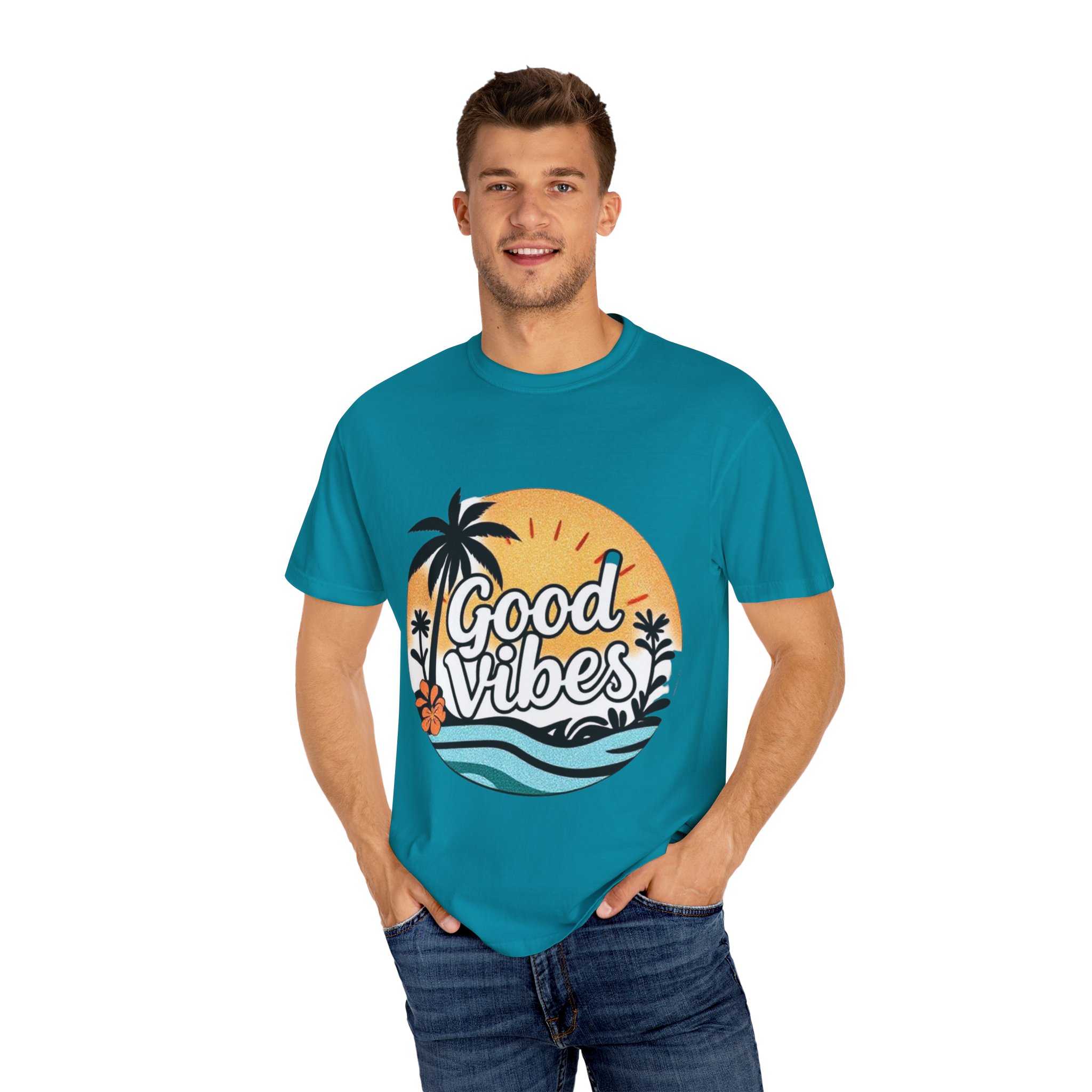 Good Vibes Unisex Garment-Dyed T-Shirt - Relaxed Summer Tee for Chill Days - Image 32