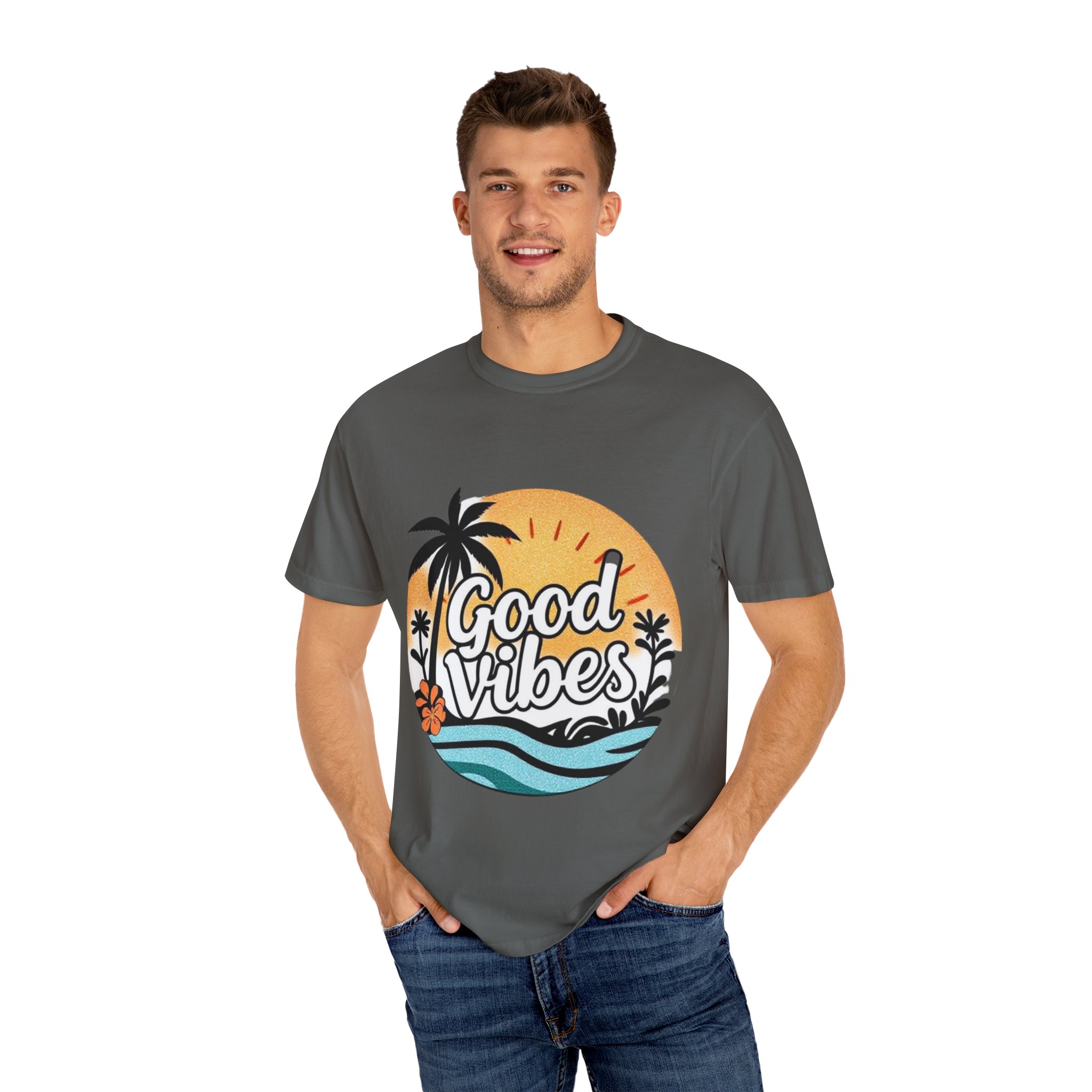 Good Vibes Unisex Garment-Dyed T-Shirt - Relaxed Summer Tee for Chill Days - Image 24