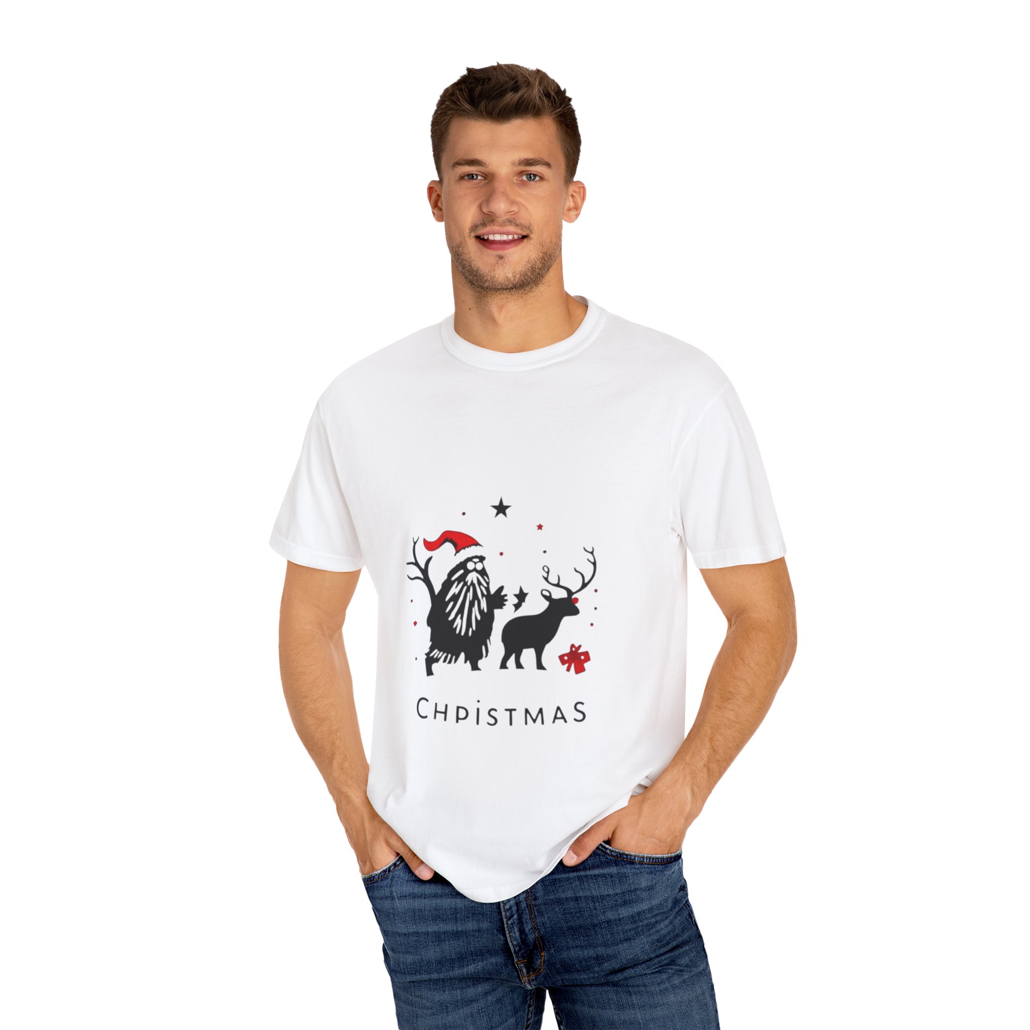 Festive Christmas T-Shirt with Santa and Reindeer - Image 4