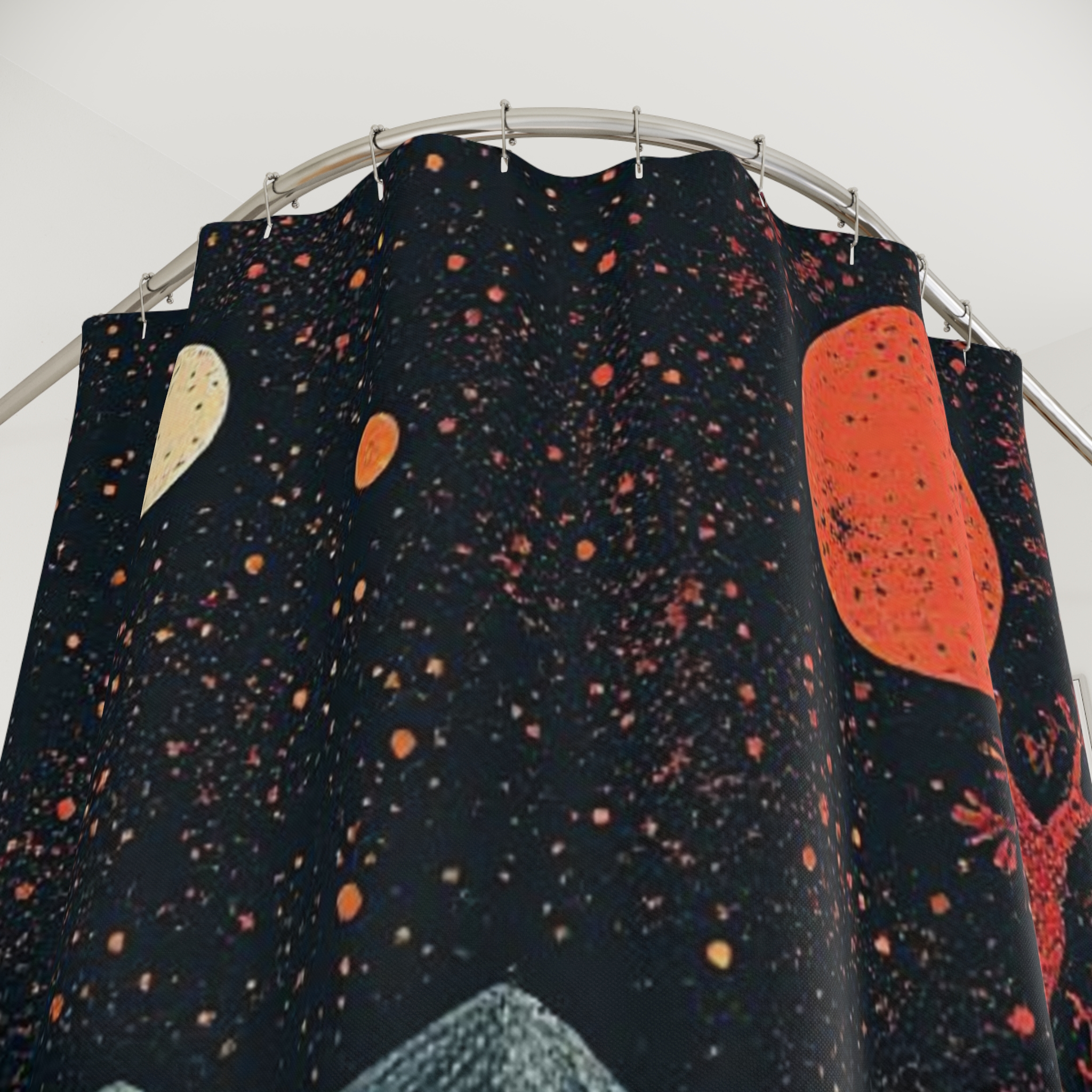 Celestial Landscape Shower Curtain - Cosmic Space Decor for Unique Bathrooms - Image 2