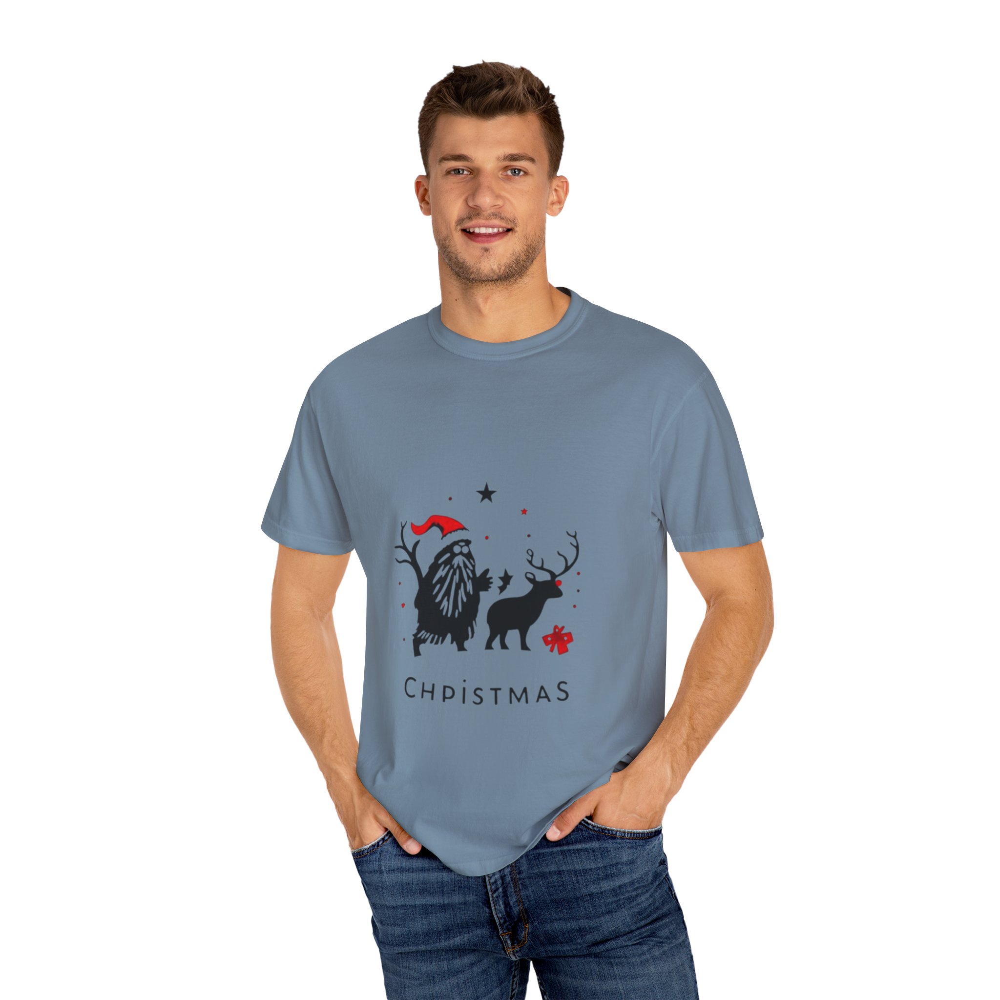 Festive Christmas T-Shirt with Santa and Reindeer - Image 36