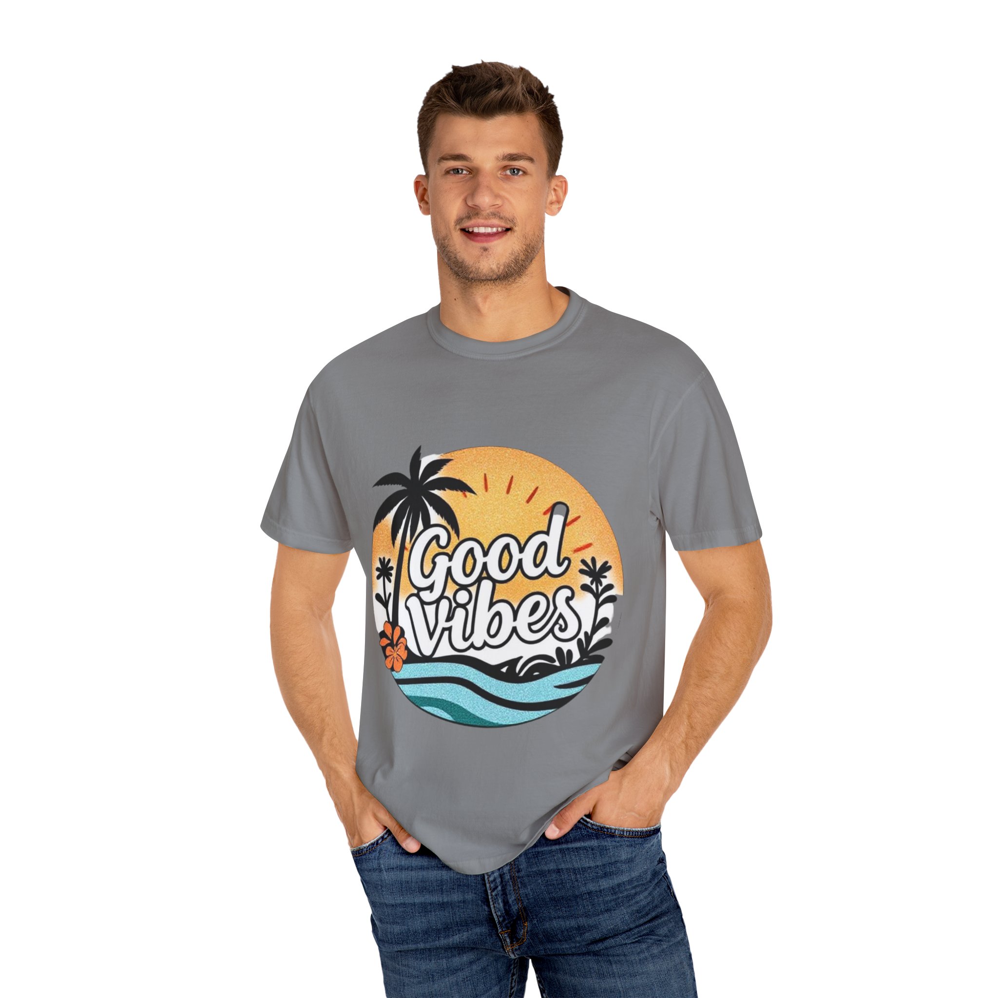 Good Vibes Unisex Garment-Dyed T-Shirt - Relaxed Summer Tee for Chill Days - Image 28