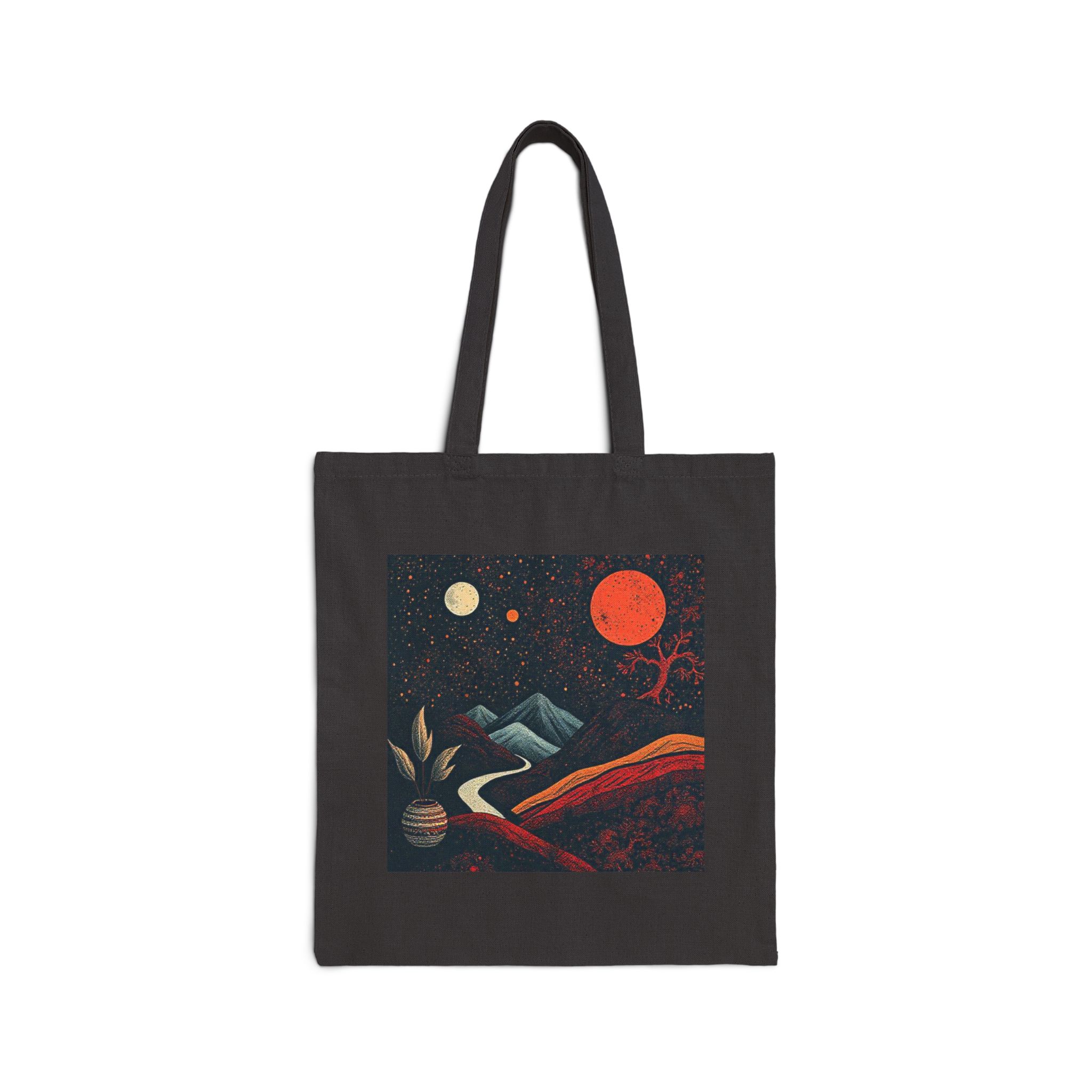 Cosmic Landscape Cotton Canvas Tote Bag - Eco-Friendly Art Tote for Nature Lovers - Image 2
