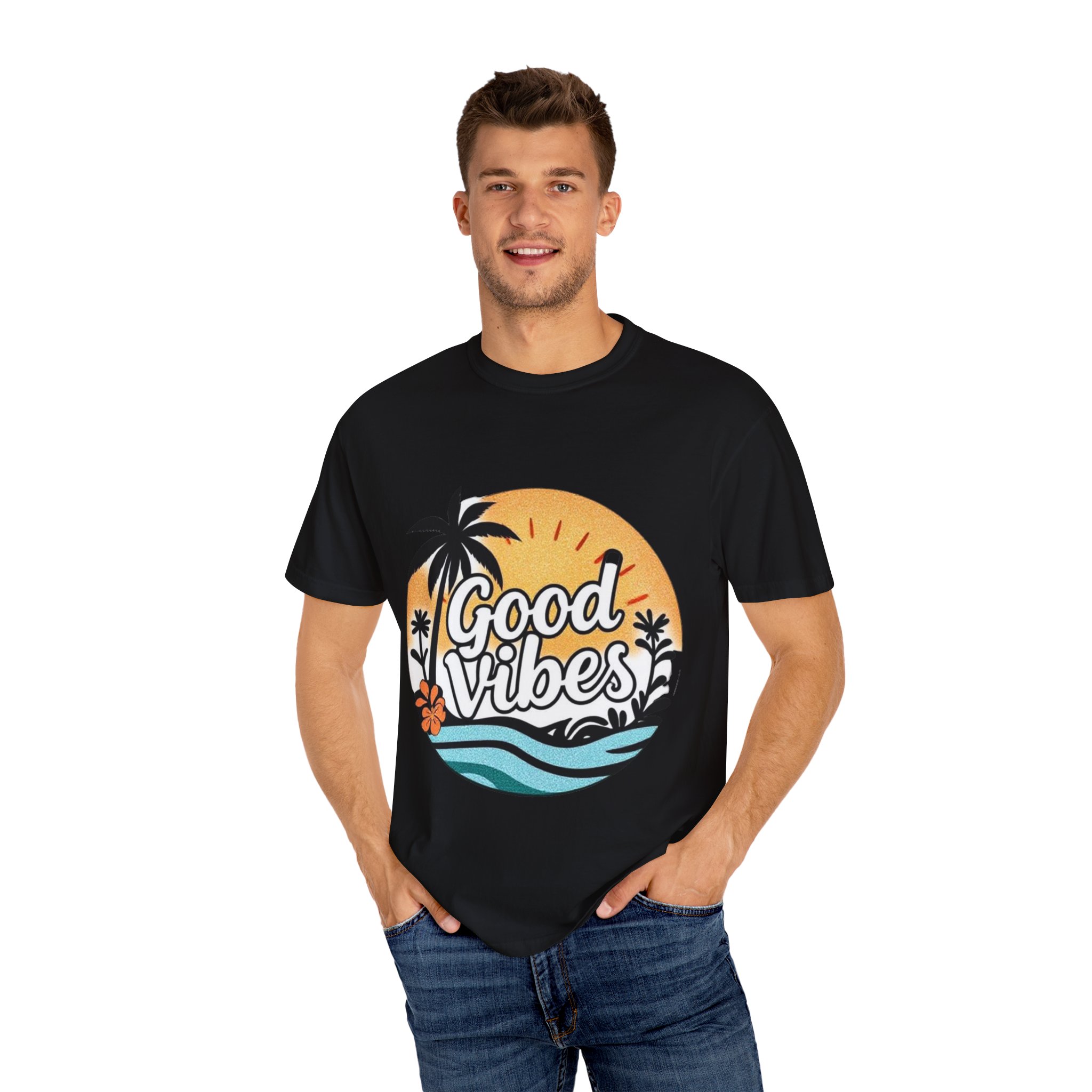 Good Vibes Unisex Garment-Dyed T-Shirt - Relaxed Summer Tee for Chill Days - Image 48